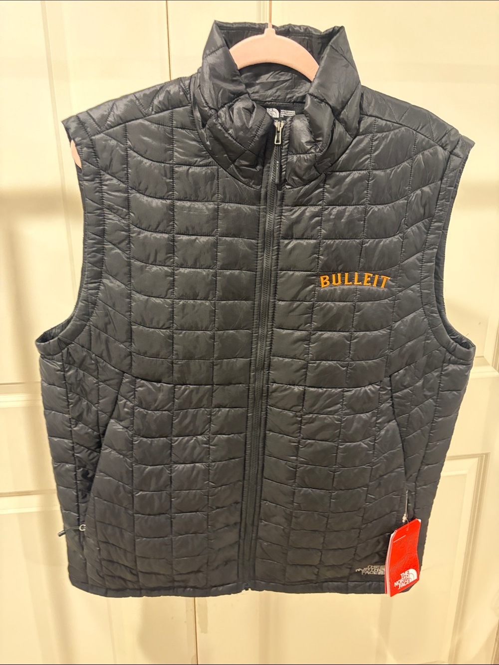 The North Face Men's Black Quilted Vest with Bulleit Embroidery